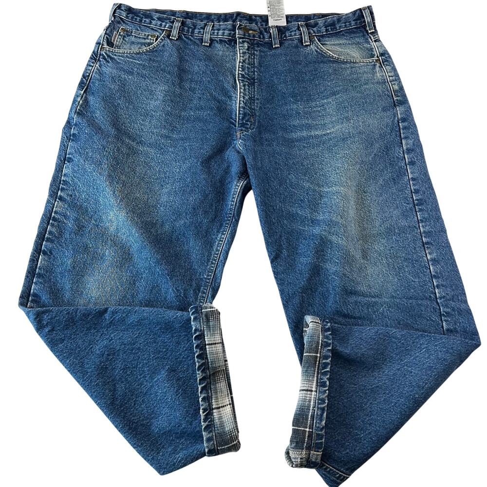 Carhartt vintage Flannel lined blue Jeans men’s size 46x29 B21 DST 2003